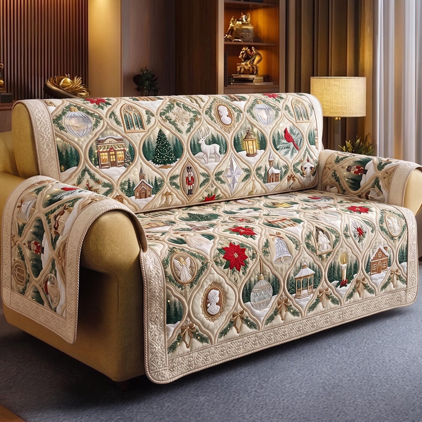 Ornament Charm Quilted Sofa Cover GFTOMA13656