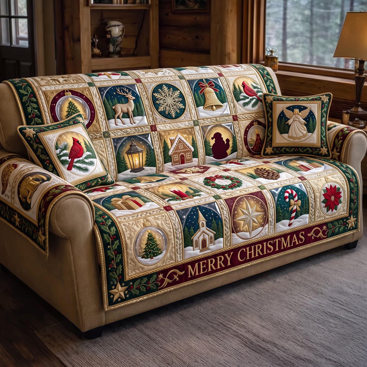 Merry Tradition Quilted Sofa Cover GFTOMA13657