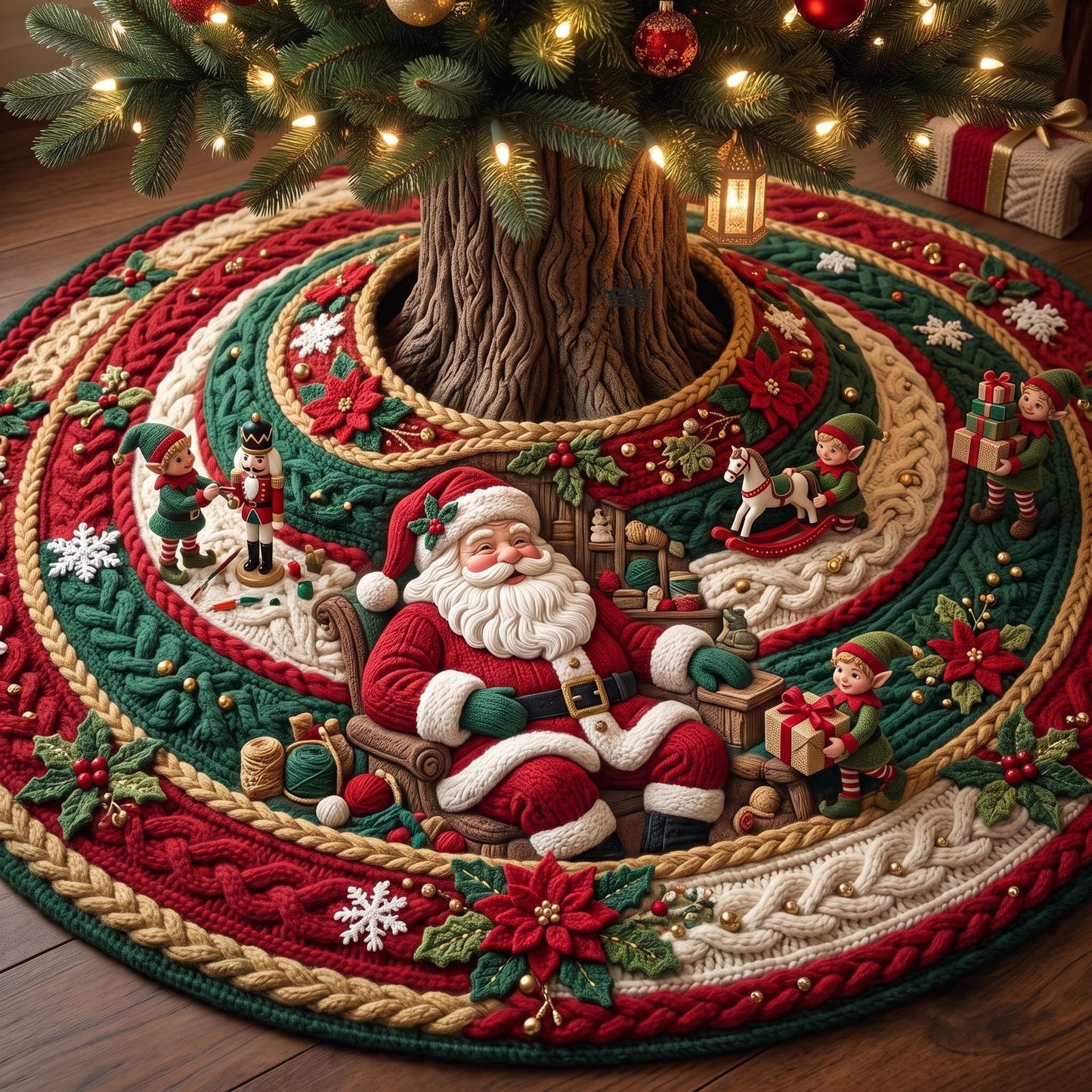 Santa Spiral Quilted Tree Skirt GFTOMA13718