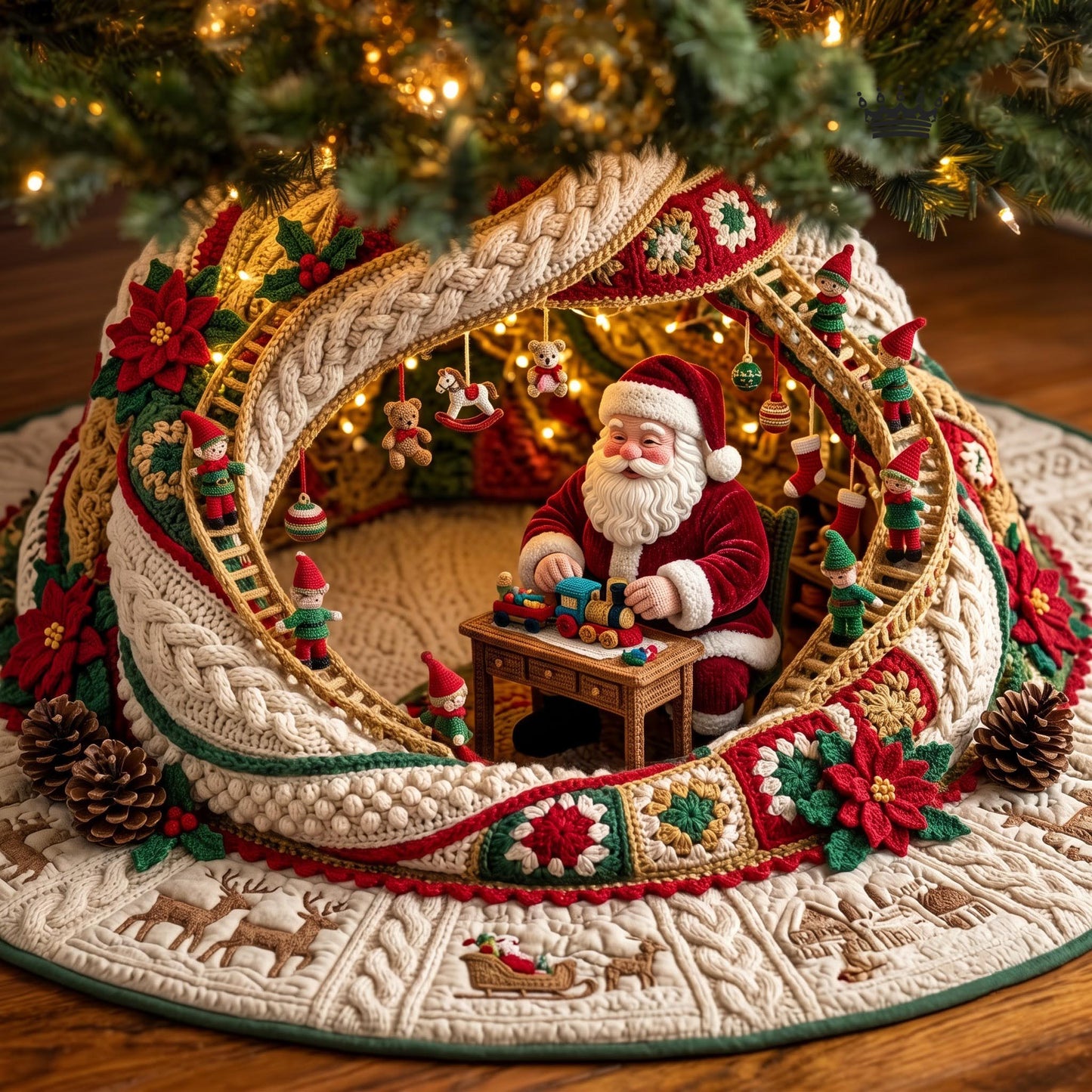 Santa Hideaway Quilted Tree Skirt GFTOMA13755