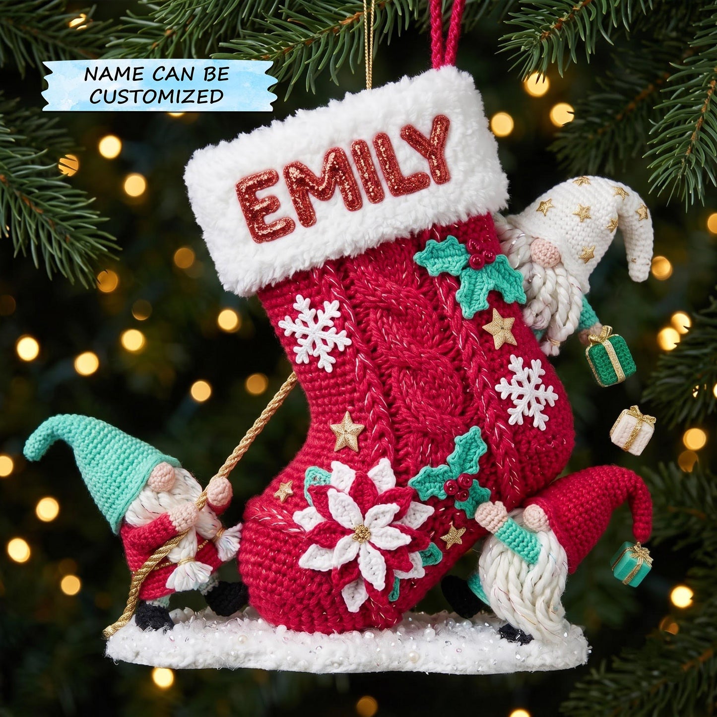 Personalized Stocking Christmas Mica Ornament