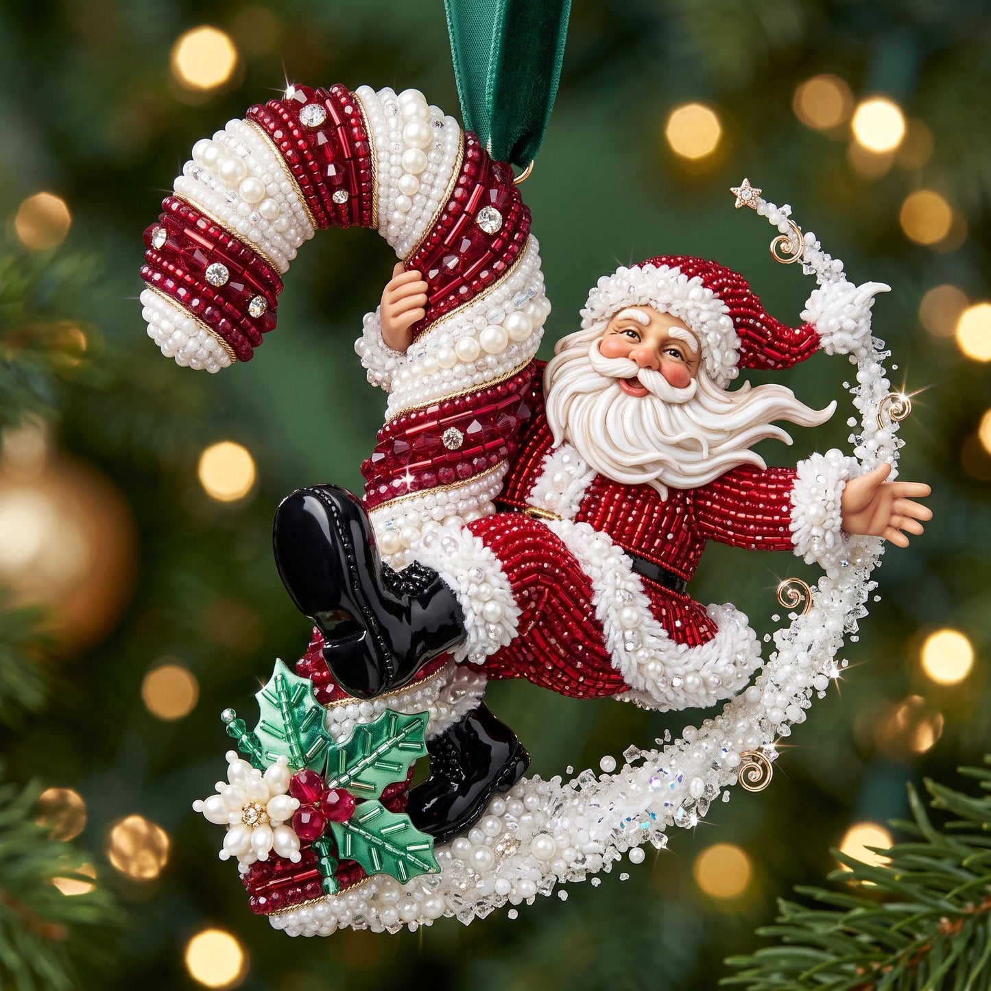 Jolly Santa Christmas Mica Ornament