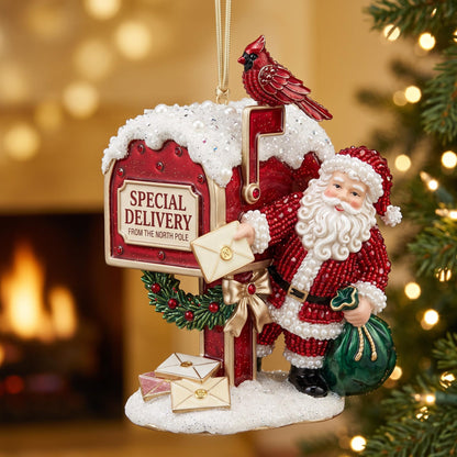 Jolly Santa Christmas Mica Ornament