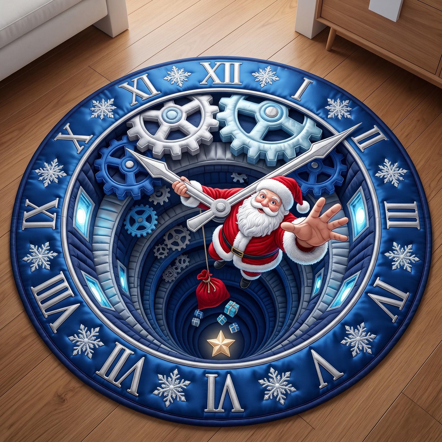 Midnight Santa Quilted Round Mat GFTOMA13848