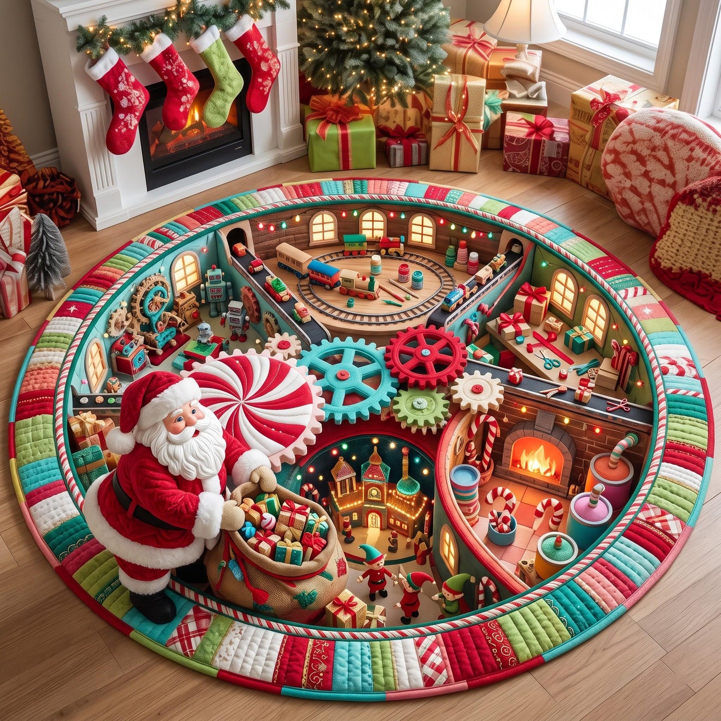 Christmas Workshop Quilted Round Mat GFTOMA13853