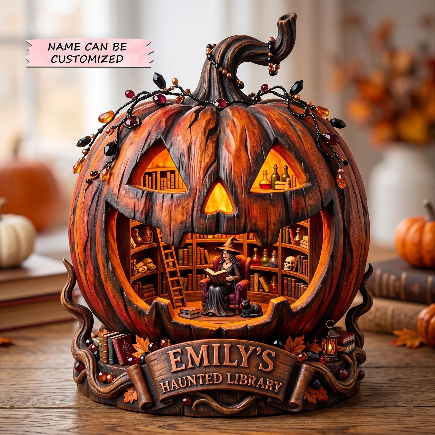 Pumpkin Library Wooden Block 3-Layers QTCUZ GFTOMA13860