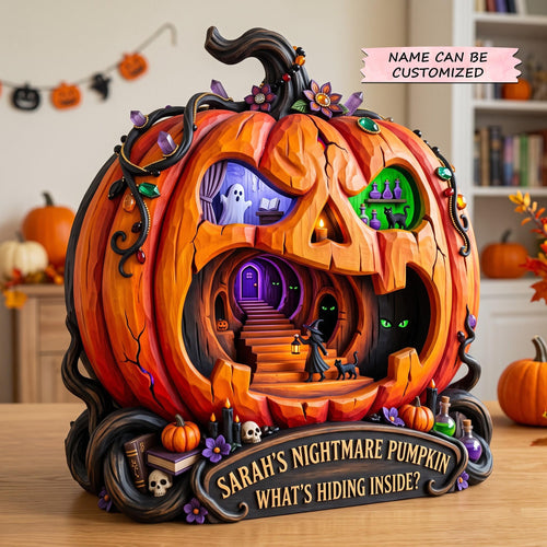 Nightmare Pumpkin Wooden Block 3-Layers QTCUZ GFTOMA13863