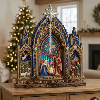 Stained Glass Nativity Wooden Block 3-Layers GFTOMA13878