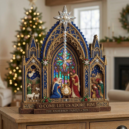 Stained Glass Nativity Wooden Block 3-Layers GFTOMA13878