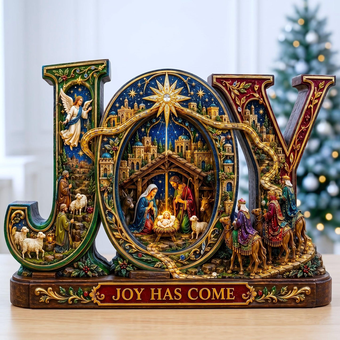 Light Of The World Nativity Wooden Block 3-Layers GFTOMA13880
