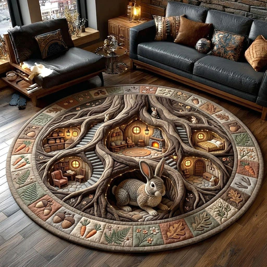 Woodland Rabbit Quilted Round Mat GFTOMA13885