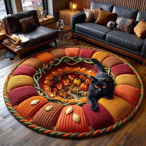 Pumpkin Cat Quilted Round Mat GFTOMA13889