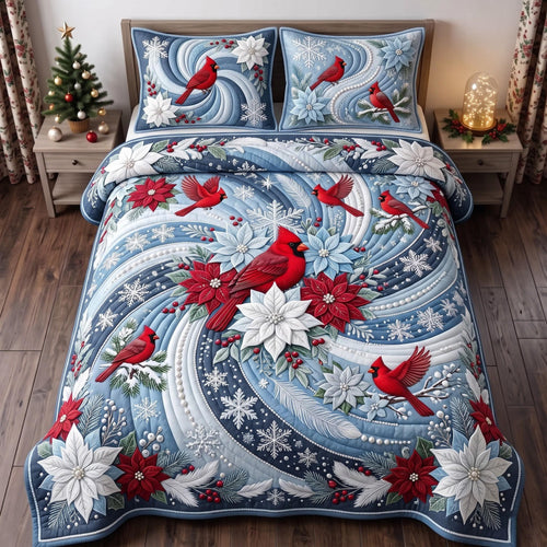 Winter Cardinal 3-Piece Quilted Bedding Set GFTOMA13939