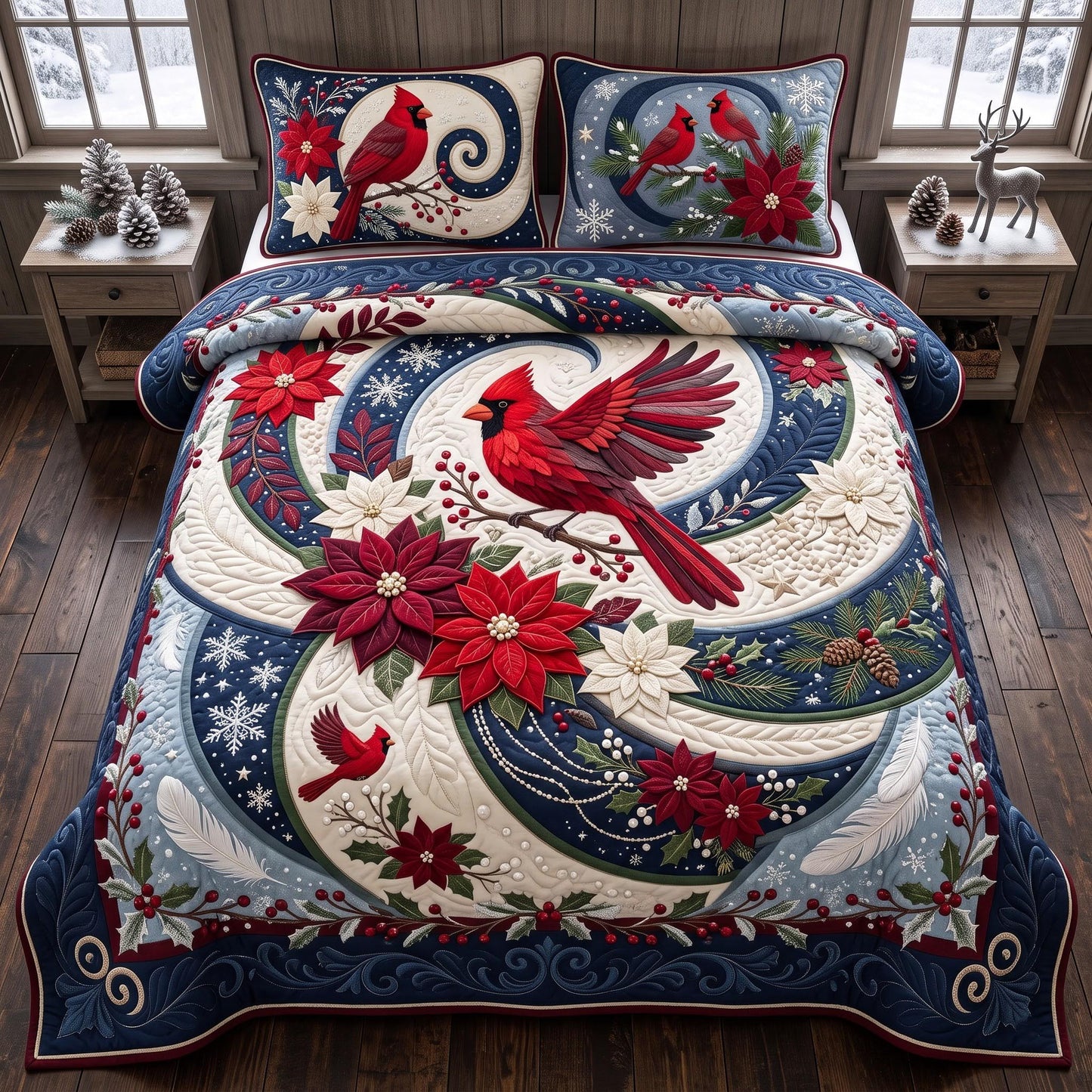 Cardinal Noel 3-Piece Quilted Bedding Set GFTOMA13941