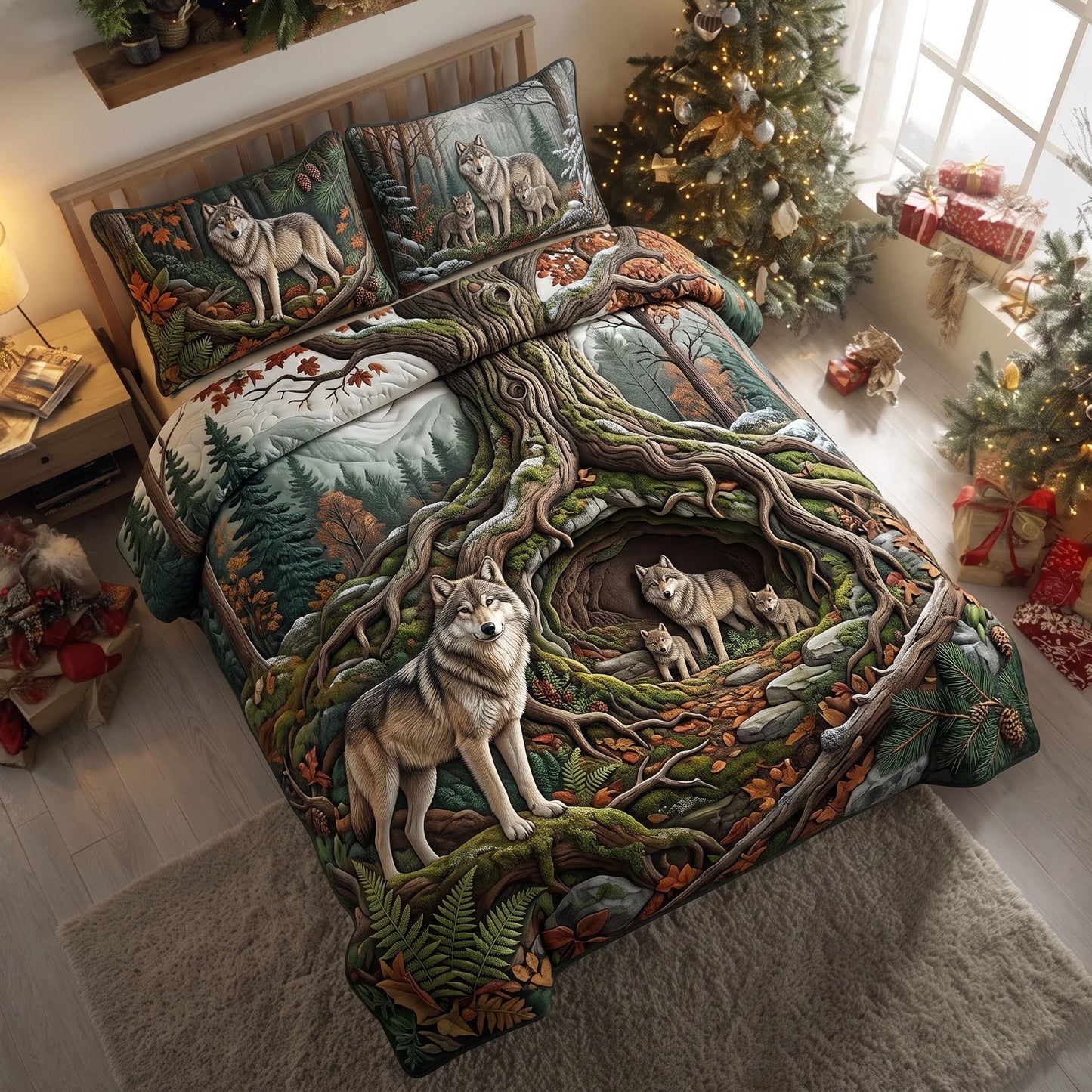 Wolf Forest 3-Piece Quilted Bedding Set GFTOMA13945