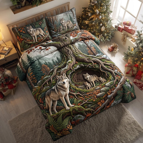 Wolf Forest 3-Piece Quilted Bedding Set GFTOMA13945