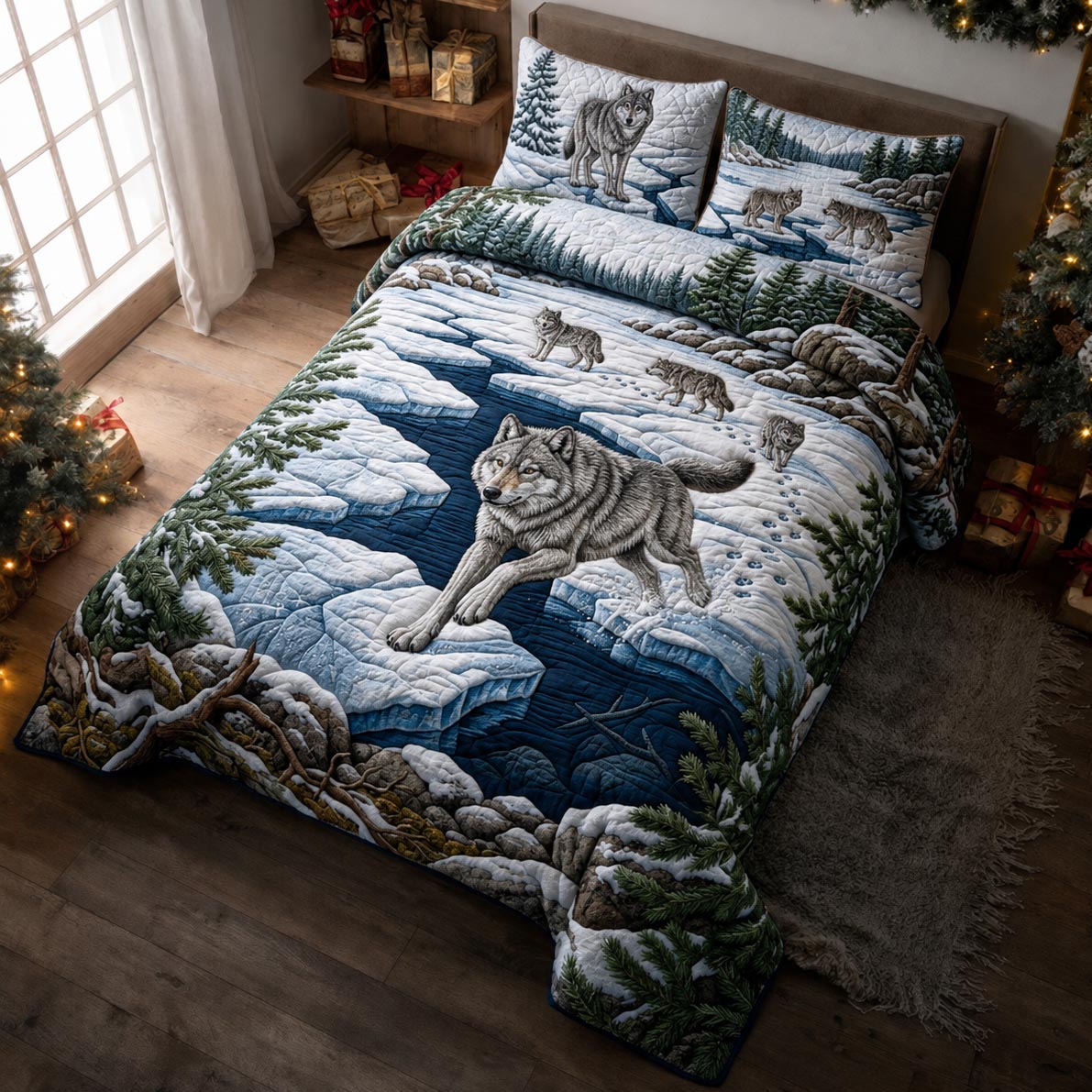 Winter Wolf 3-Piece Quilted Bedding Set GFTOMA13946