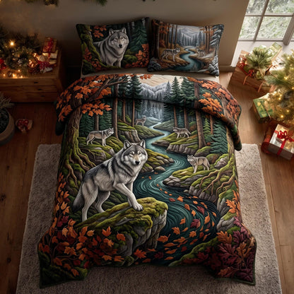 Wild Wolf 3-Piece Quilted Bedding Set GFTOMA13947