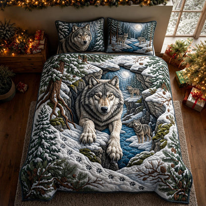 Arctic Wolf 3-Piece Quilted Bedding Set GFTOMA13948