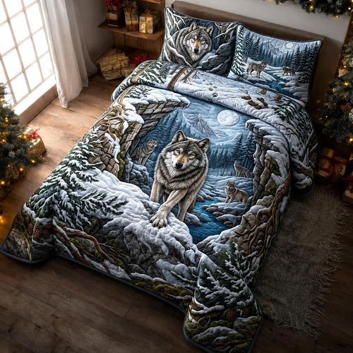 Wolf Family 3-Piece Quilted Bedding Set GFTOMA13949