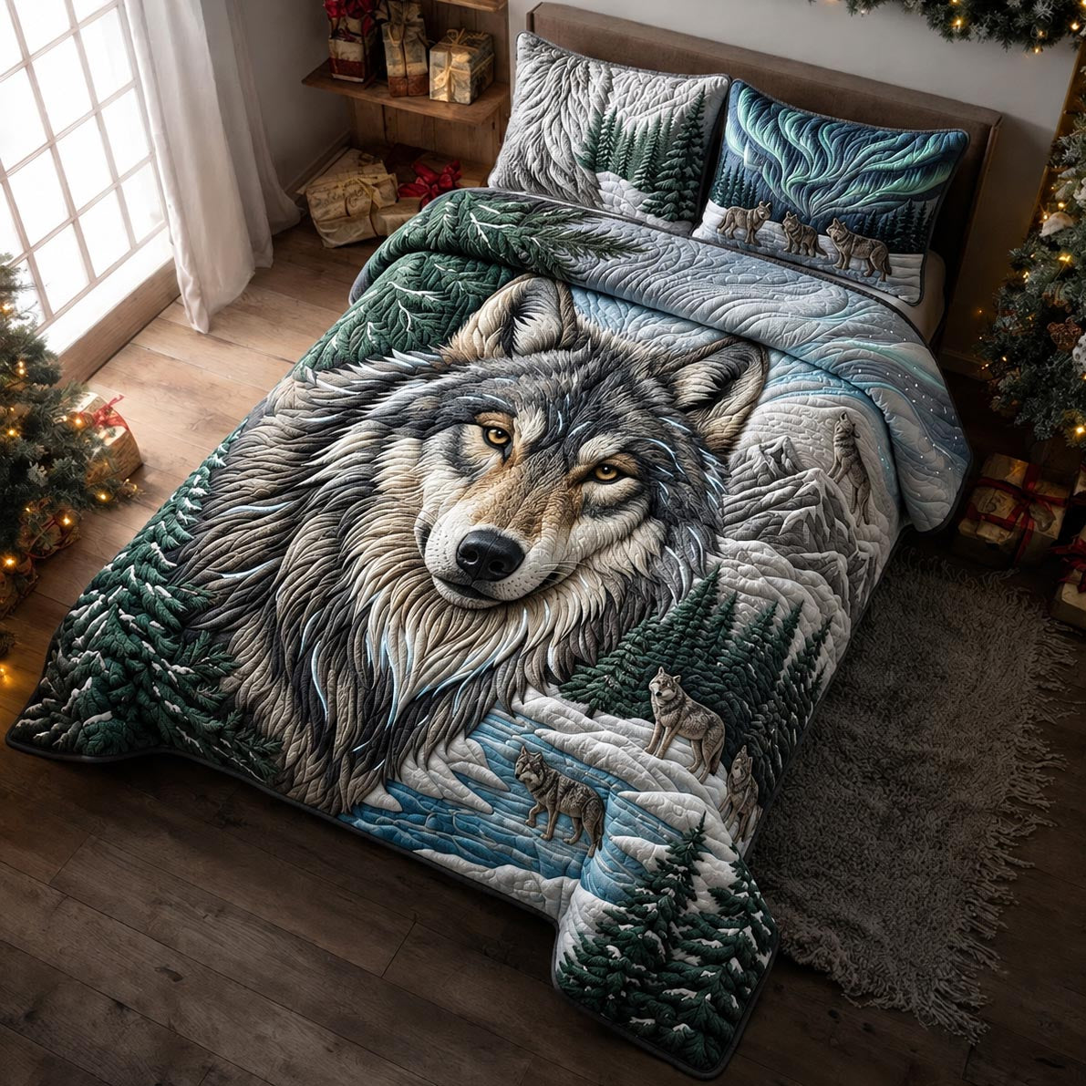 Lone Wolf 3-Piece Quilted Bedding Set GFTOMA13950
