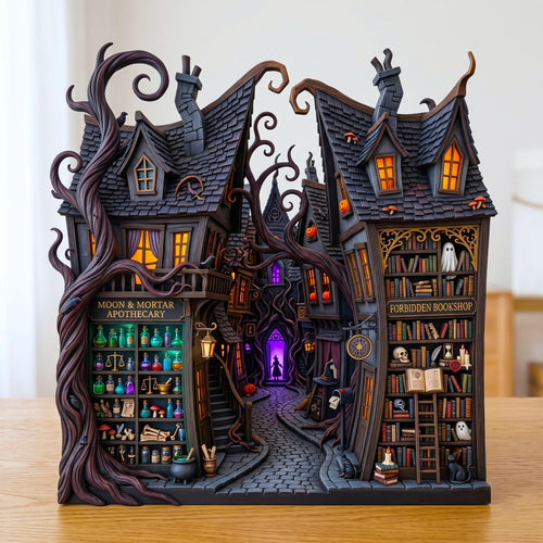 Gothic Witch Village Wooden Block 3-Layers GFTOMA13955