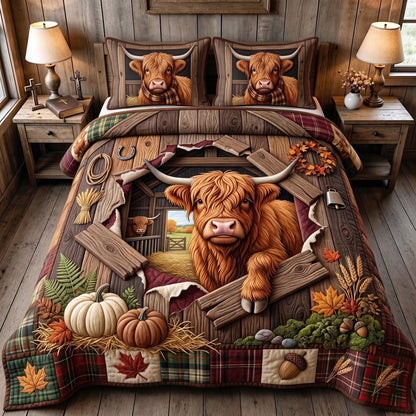 Highland Pumpkin 3-Piece Quilted Bedding Set GFTOMA13971