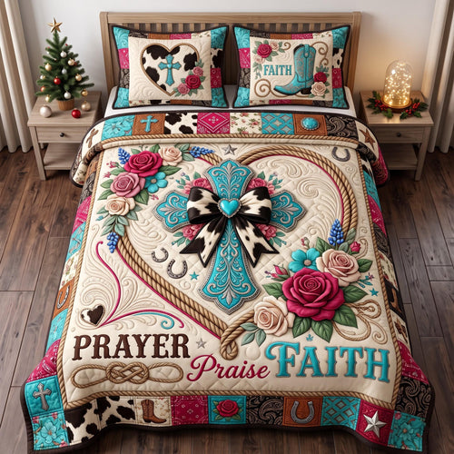 Prayer Praise Faith 3-Piece Quilted Bedding Set GFTOMA13975