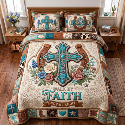 Walk By Faith 3-Piece Quilted Bedding Set GFTOMA13977