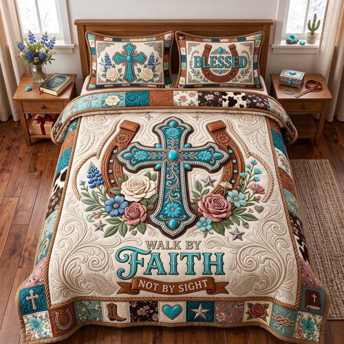 Walk By Faith 3-Piece Quilted Bedding Set GFTOMA13977