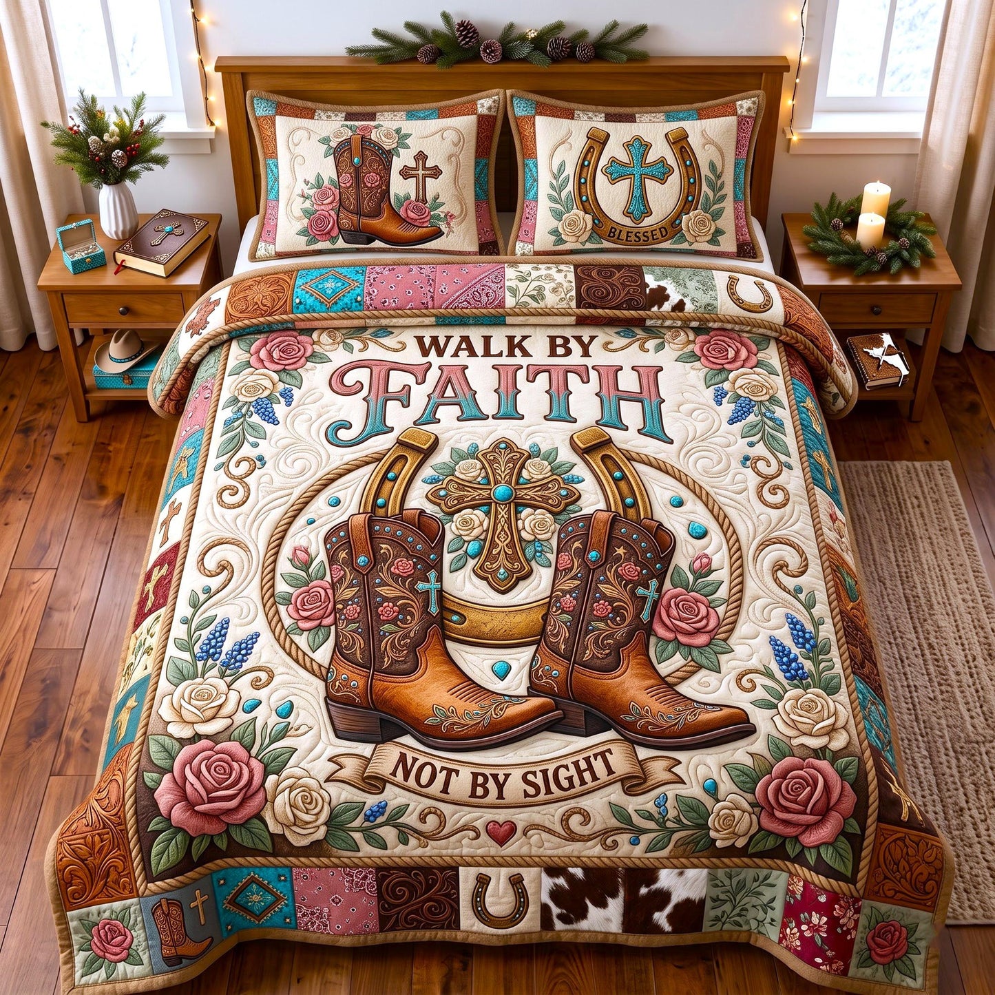 Faith Over Fear 3-Piece Quilted Bedding Set GFTOMA13978