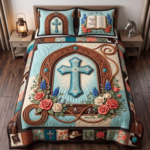 Cross Of Faith 3-Piece Quilted Bedding Set GFTOMA13979