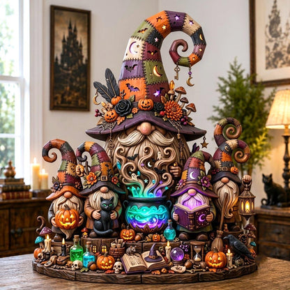 Pumpkin Witch Gnome Wooden Block 3-Layers GFTOMA13982