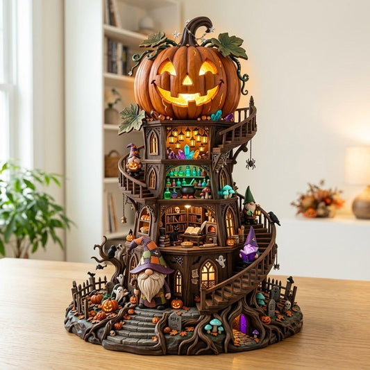 Haunted Pumpkin Gnome Wooden Block 3-Layers GFTOMA13983