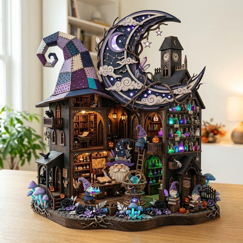 Moonlit Witch Gnome Wooden Block 3-Layers GFTOMA13985
