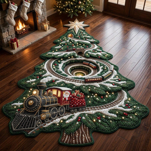 Holiday Tree Train Custom Shape Area Rug GFTOMA14002