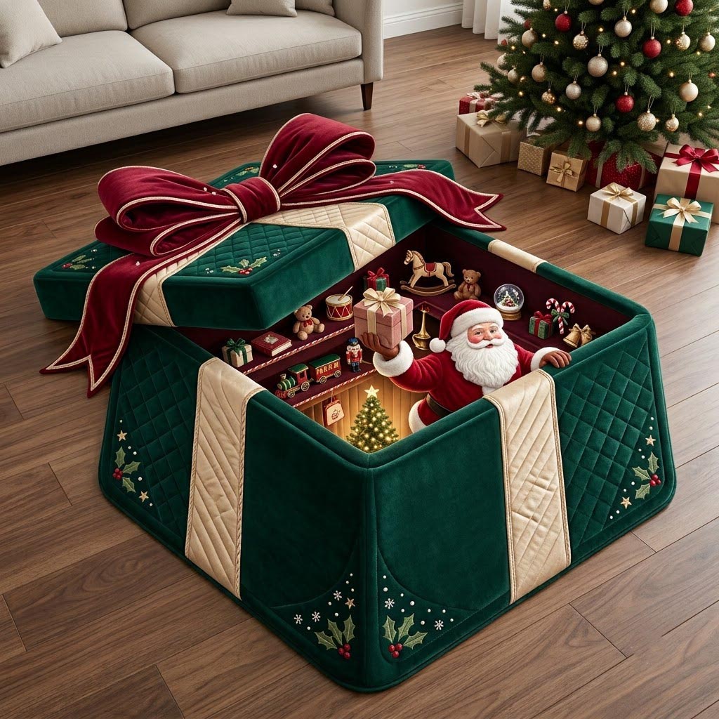 Santa Gift Box Custom Shape Area Rug GFTOMA14007