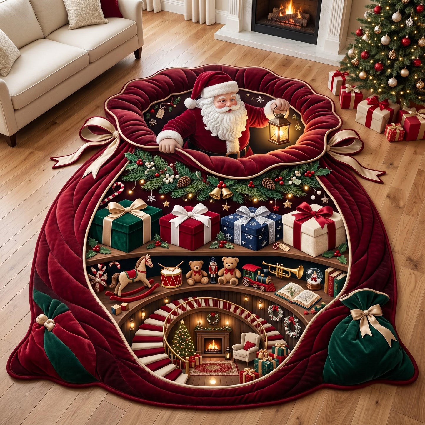 Santa Gift Sack Custom Shape Area Rug GFTOMA14010