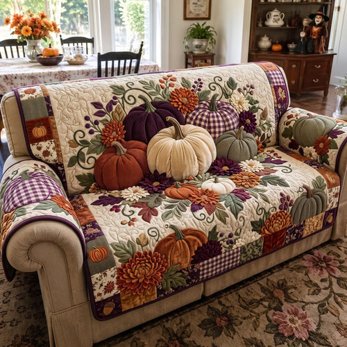Pumpkin Harvest Quilted Sofa Cover GFTOMA14035