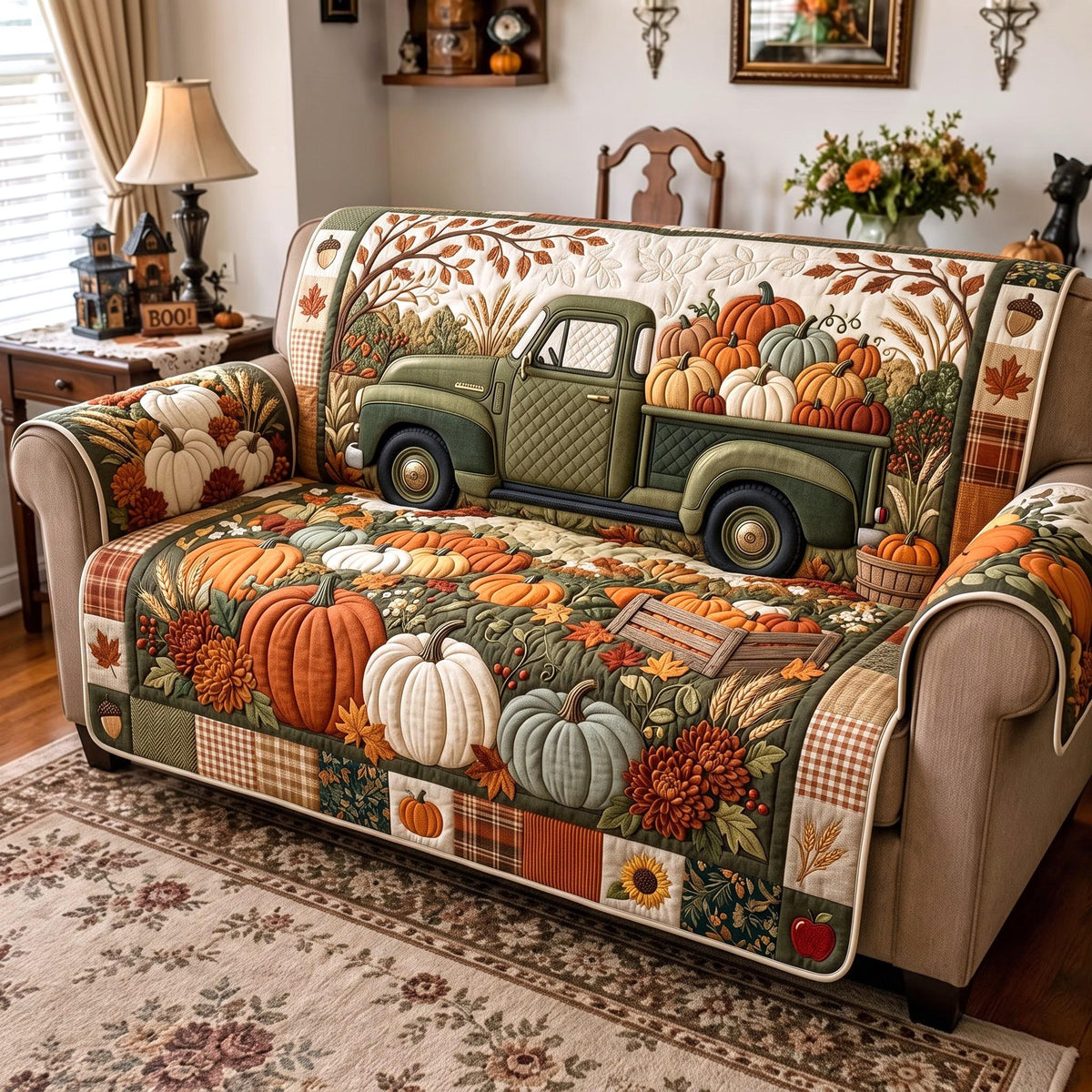 Autumn Truck Quilted Sofa Cover GFTOMA14036