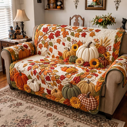 Fall Pumpkin Quilted Sofa Cover GFTOMA14037