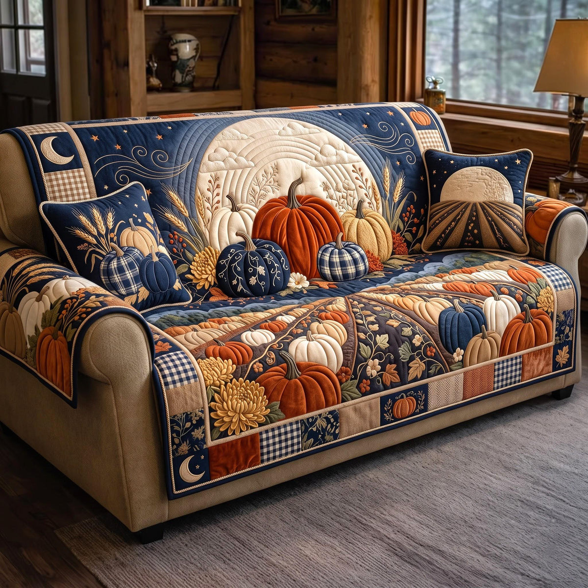 Moonlit Harvest Quilted Sofa Cover GFTOMA14038
