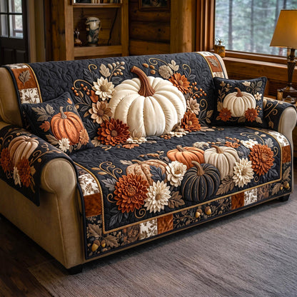 Rustic Pumpkin Quilted Sofa Cover GFTOMA14039