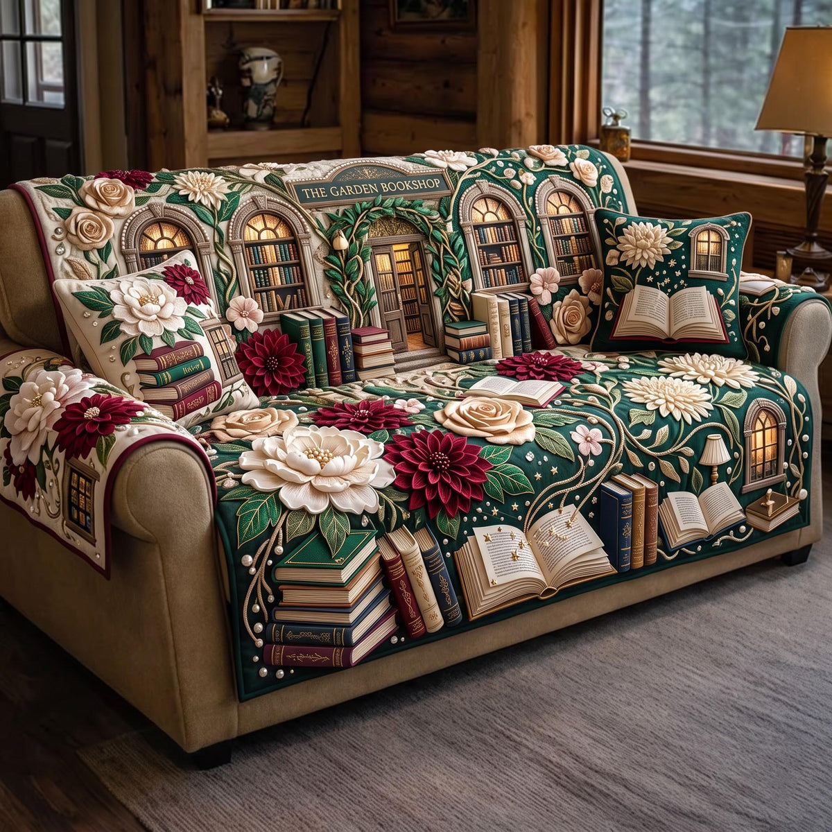 Garden Library Quilted Sofa Cover GFTOMA14041