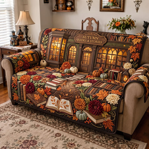 Autumn Library Quilted Sofa Cover GFTOMA14044