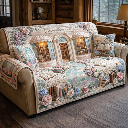 Winter Bookstore Quilted Sofa Cover GFTOMA14045