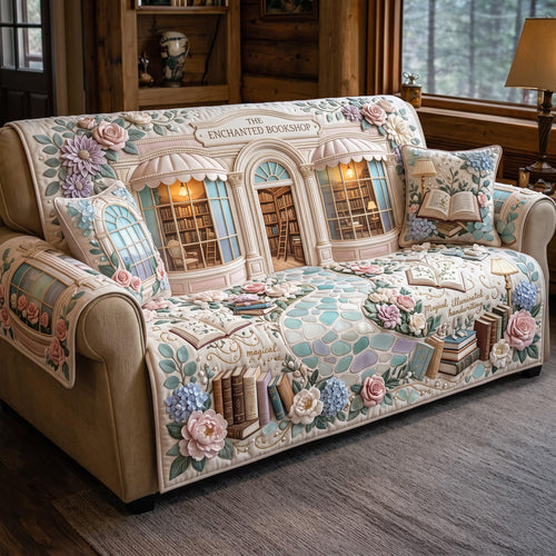 Winter Bookstore Quilted Sofa Cover GFTOMA14045