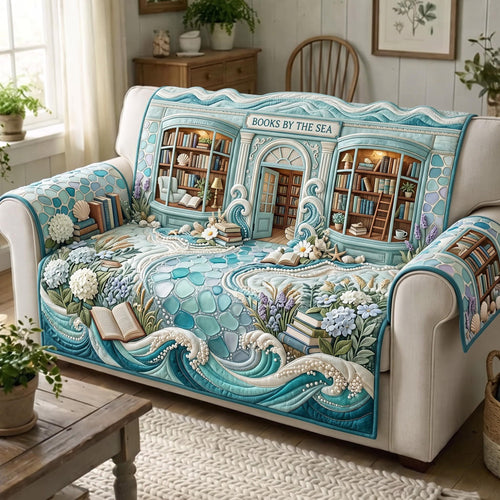 Seaside Library Quilted Sofa Cover GFTOMA14047