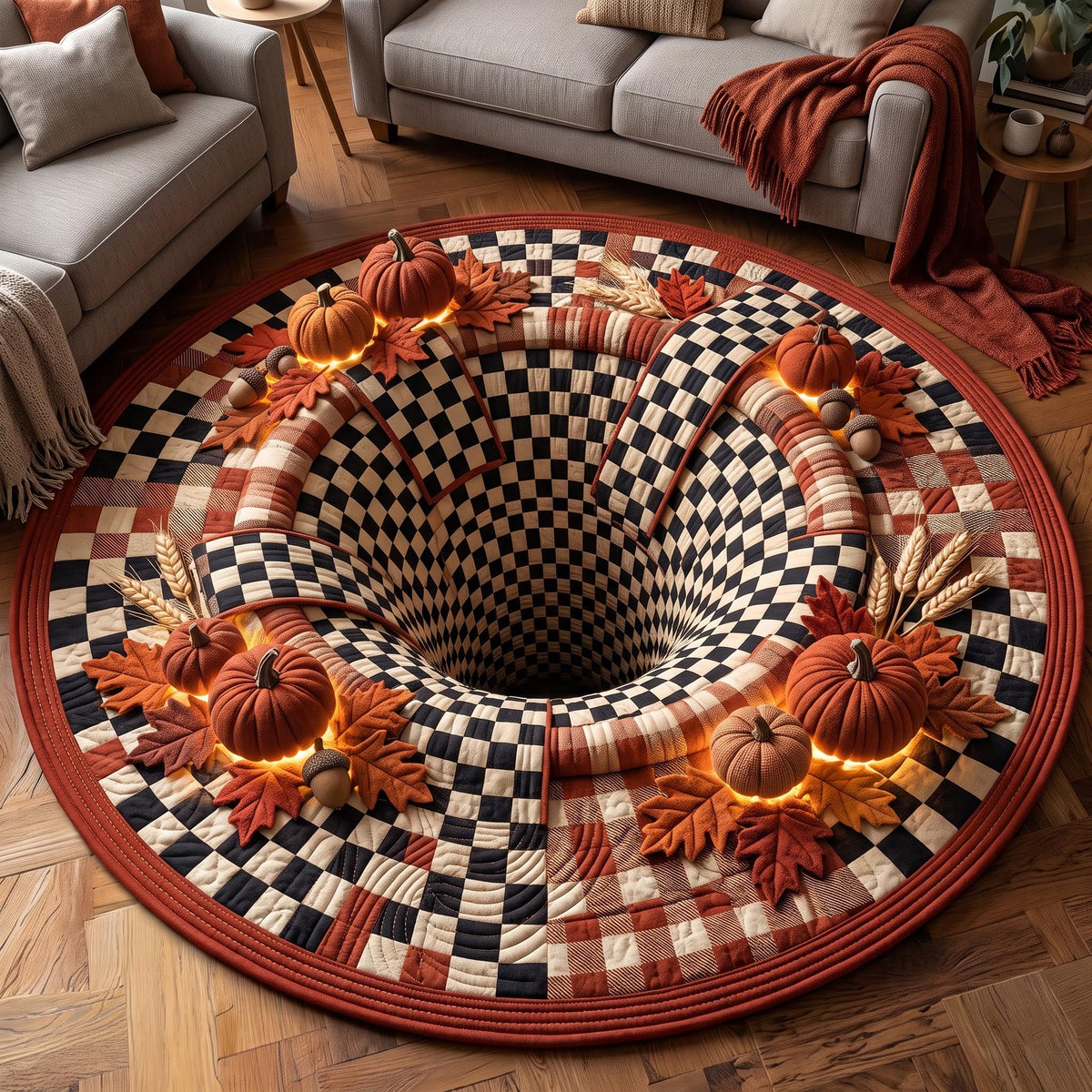 Harvest Plaid Quilted Round Mat GFTOMA14063