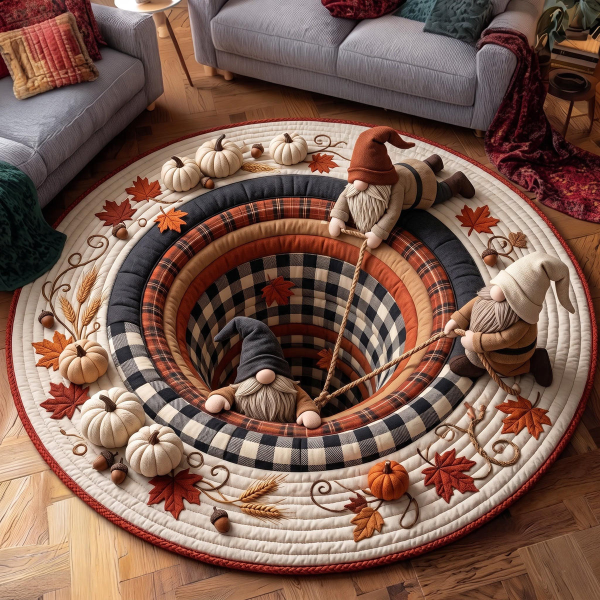Pumpkin Gnome Quilted Round Mat GFTOMA14064